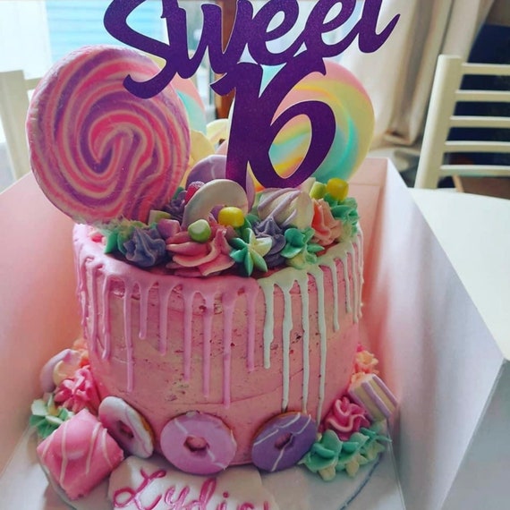 スイート 16 グリッター ケーキ バースデー ケーキ トッパー