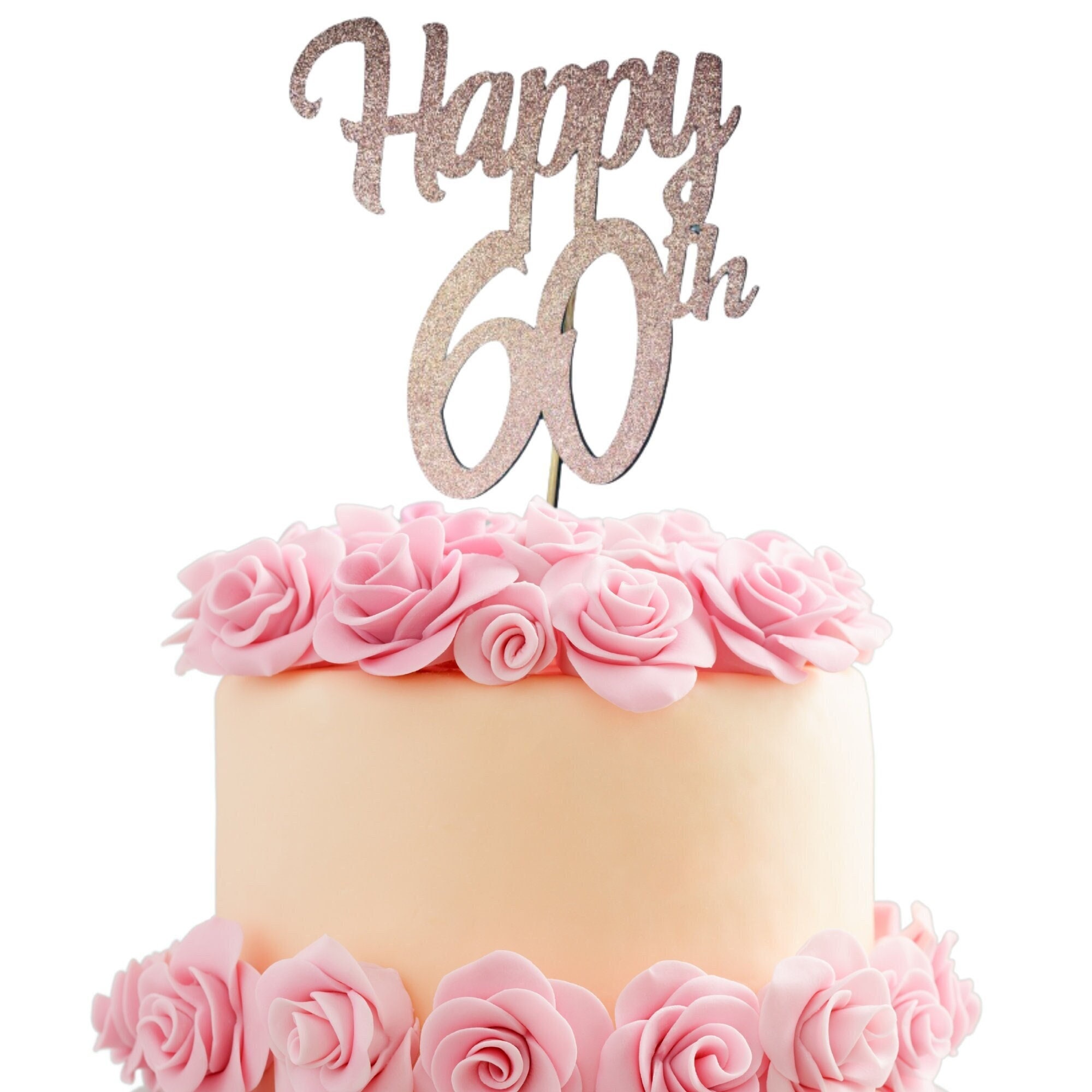 Topper per torta glitterato Happy 60th Birthday mamma per la
