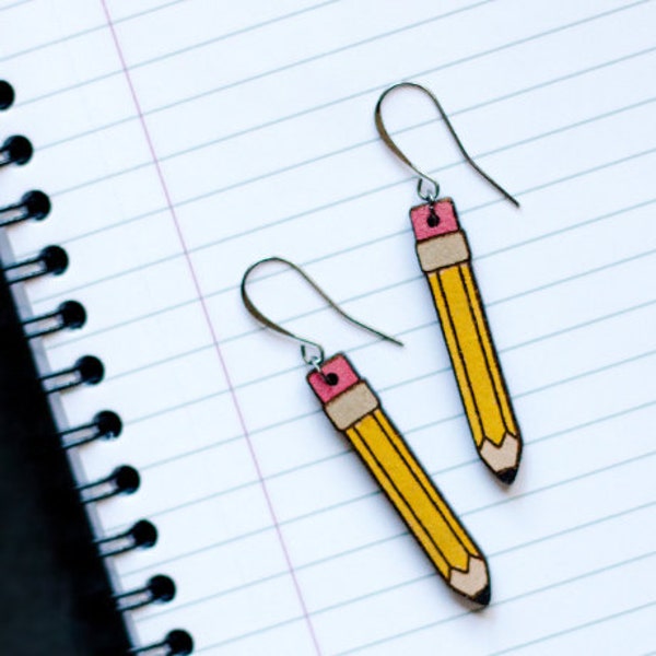 Pencil Earrings for teachers, students, artists, designers, lightweight, Teacher Appreciation Gift, back to school