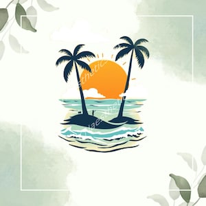 Palm Tree Beach SVG PNG | Man on the Beach Summer Sublimation | Tropical Cricut Cut File | Vacation Digital Download