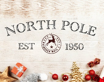 North Pole Reindeer SVG PNG: Christmas Digital Clipart (Instant Download)