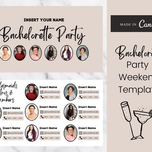 16 Page Bachelorette Party Itinerary Template Bachelorette Planner Bundle w/ Budget Breakdown, Guest List, Itinerary Digital Download image 1