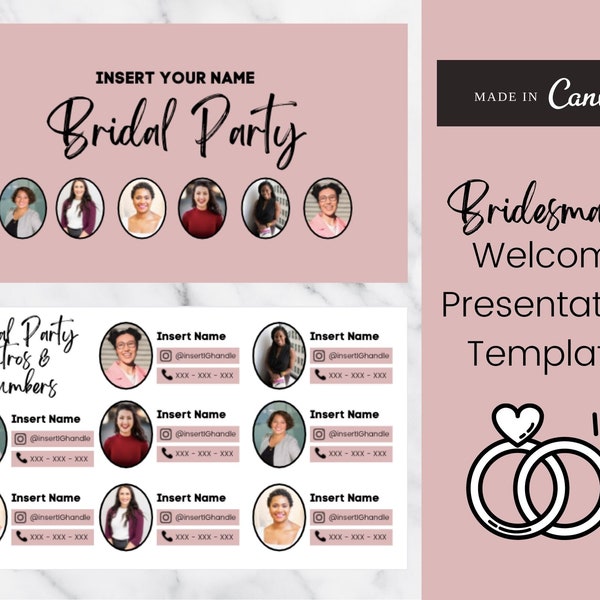 16 Slide Bridesmaid Template | Wedding Template | The Ultimate Bridesmaid Information Template in Canva | Bridesmaids | Digital Template