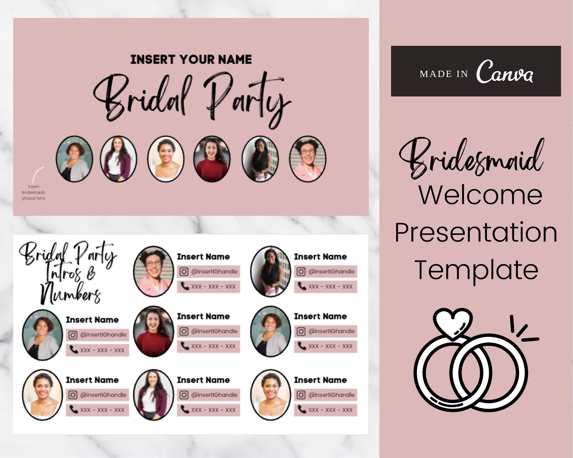 16 スライドの花嫁介添人テンプレート | ウェディング テンプレート | Canva の究極の花嫁介添人情報テンプレート | 花嫁介添人 |  デジタル テンプレート - Etsy 日本