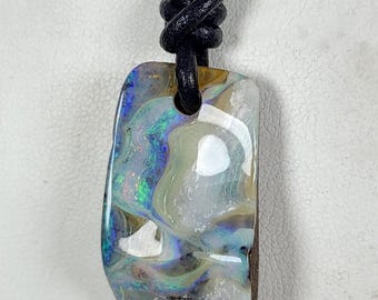 35ct. Boulder opal pendant. Natural opal pendant. Australian opal pendant. 33x18mm.