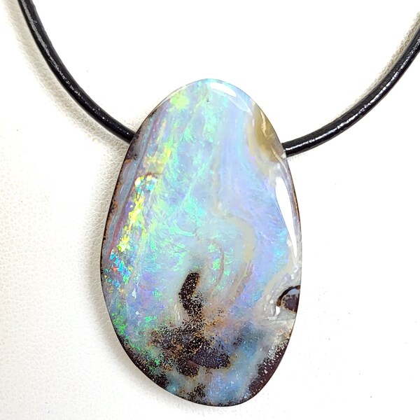 68ct. Boulder opal pendant. Natural opal pendant. Australian opal pendant. 35x22mm.