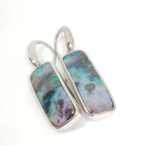 Opal earrings. Boulder opal earrings. Natural opal earrings.
