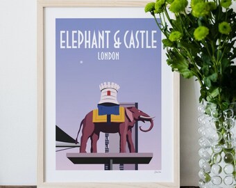 Elephant and Castle Statue Art, SE1, SE11, SE17 Wall Decor, South East London Posters, Brutalist London, London Art Print, Housewarming Gift