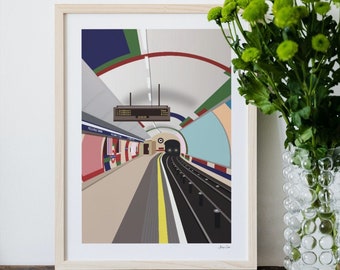 Piccadilly Circus Underground Station, London Underground, Tube, London, Transport, Subway, Art, Illustration, Print, POSTER, A4, A3, A2, A1
