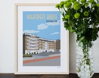 Hightrees House, Clapham, South London, Wandsworth, SW12, Balham, London, Clapham Common, Print, Poster, Art Deco, A4, A3, A2, A1, Unframed