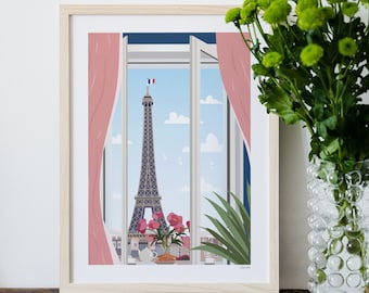 Paris Eiffel Tower Print, Travel Art Poster, City Wall Decor, France, Paris Gift Ideas, Tour Eiffel, Paris Landmark Print Decor, Minimalist
