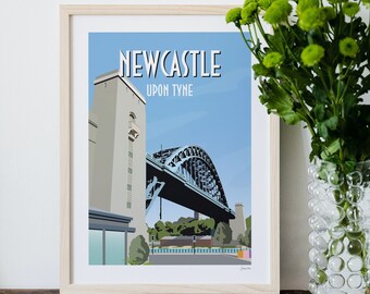 Newcastle Upon Tyne, Tyne Bridge, Gateshead, North East England Wall Decor, Quayside Poster, Travel, Wall Illustration, Bridge Prints, Art