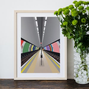 Clapham Common Station, London Underground Print, Tube Wall Art, London Wall Decor, Transport Artwork, Platform Prints, SW4