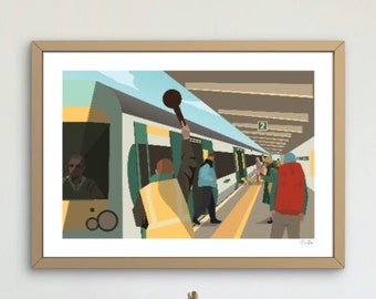 Balham Train Station, Wandsworth, SW12, SW11, South London, Train Prints, Illustration, Print, Travel, POSTER, A4, A3, A2, A1, Unframed