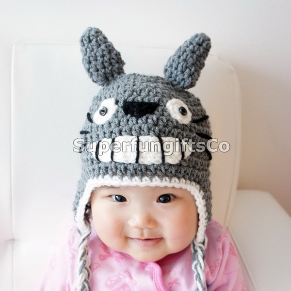 Totoro inspired crochet hat beanie baby newborn infant kid toddler