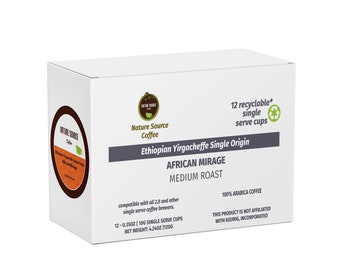 Yirgacheffe Ethiopia Single Origin | Organic | African Mirage - Single Serve Cups | 0.35oz | Fresh Roasted