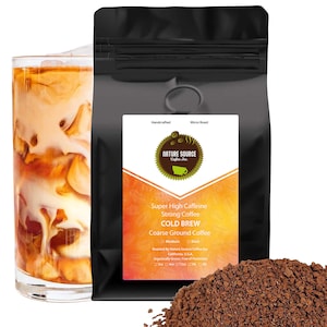 Super High Caffeine Cold Brew | Strong Robusta Coffee | Organic | Coarse Ground | California Fresh Roasted