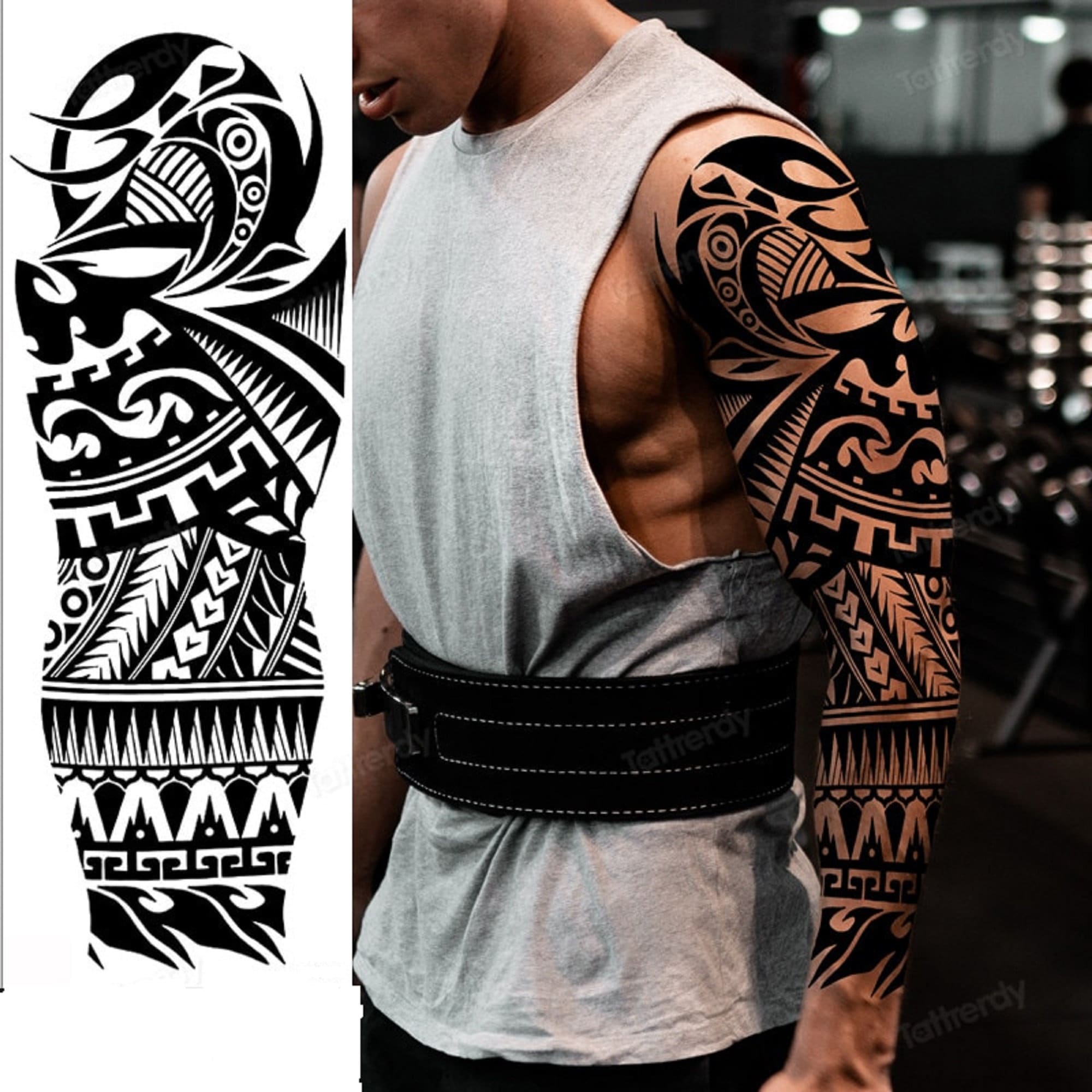 tribal upper arm tattoo