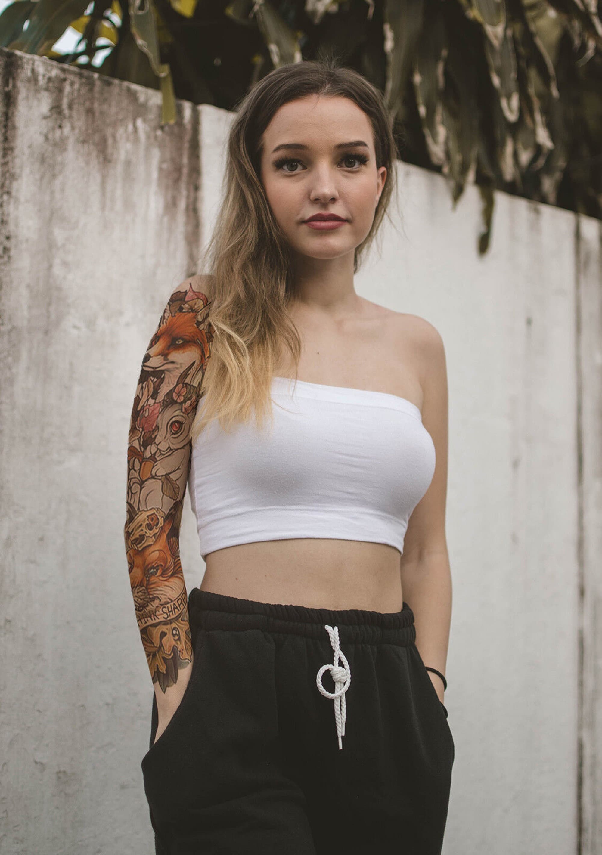 Cartoon Full Arm Temporary Tattoo Fox & Rabbit Waterproof - Etsy