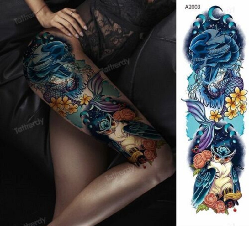 Full Sleeve Temporary Tattoos Arm Flower Floral Body Art Rose Etsy