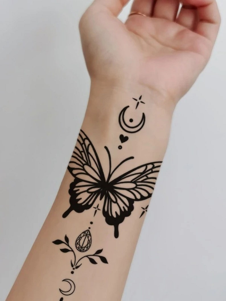 3 Sheet Sleeve Temporary Tattoos Arm Rose Flower Floral Etsy