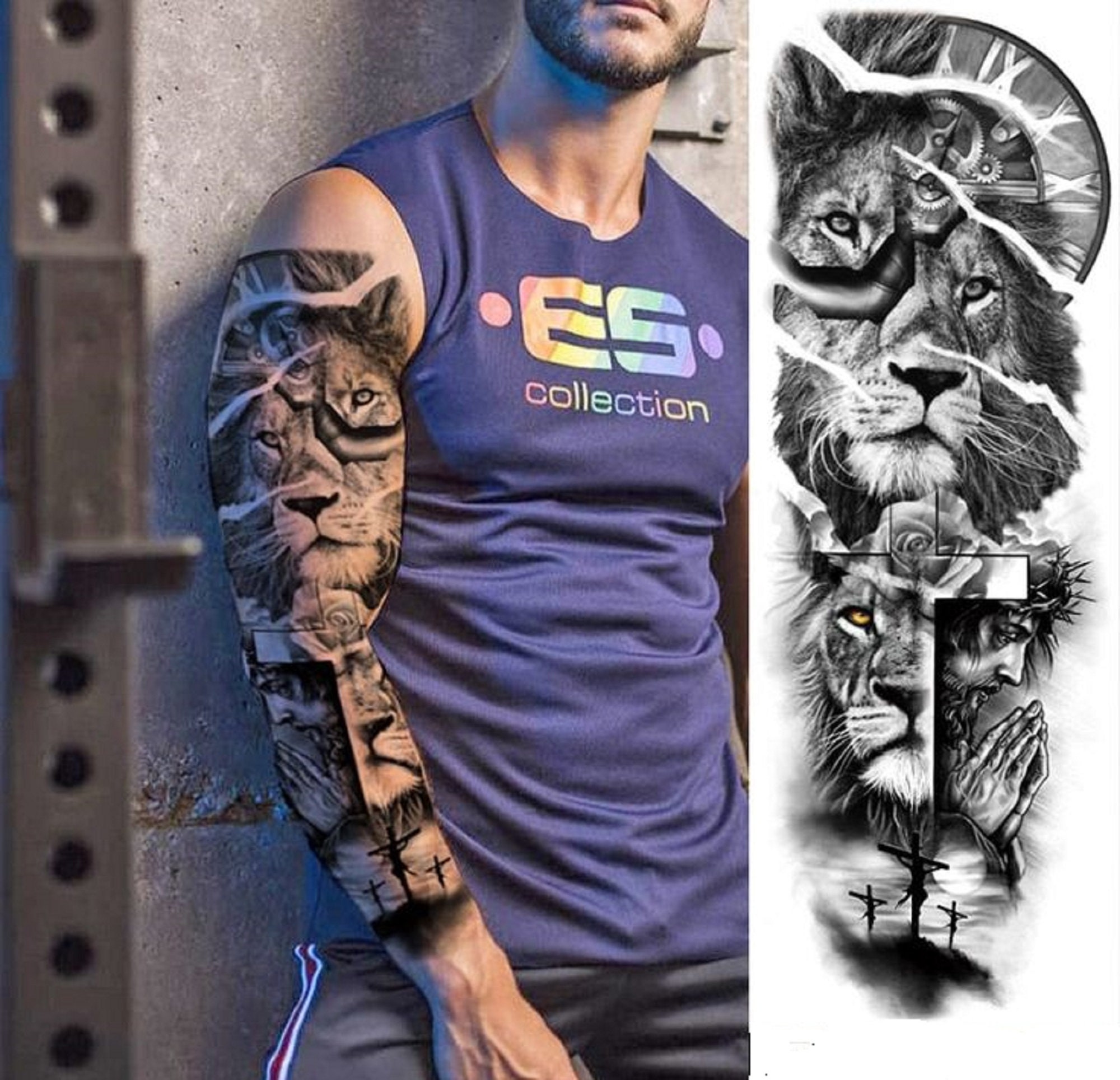 Full Sleeve Temporary Tattoos Jesus Tattoo Cross Tattoo - Etsy Full Sleeve Temporary Tattoos Jesus Tattoo Cross Tattoo - Etsy