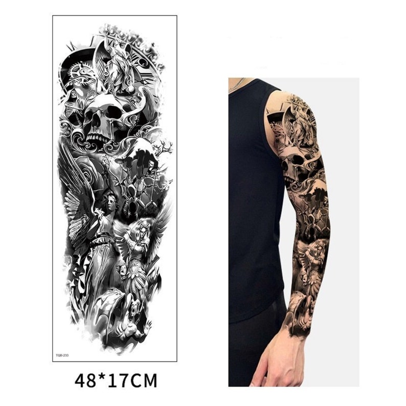 Full Sleeve Temporary Tattoos Arm Tattoo Skull Tattoos Floral - Etsy
