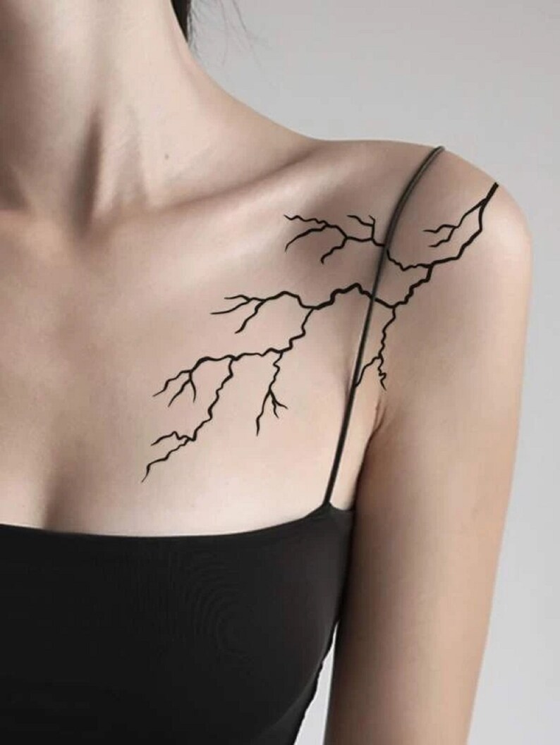 Temporary Tattoos LIGHTNING Bolt Hand Tattoos Neck Tattoos Etsy