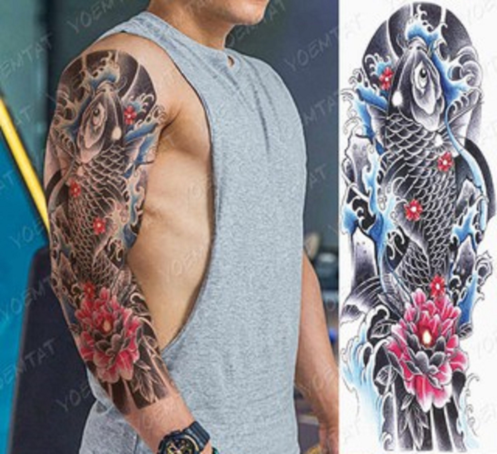 Koi Fish Tattoo Sleeve For Men