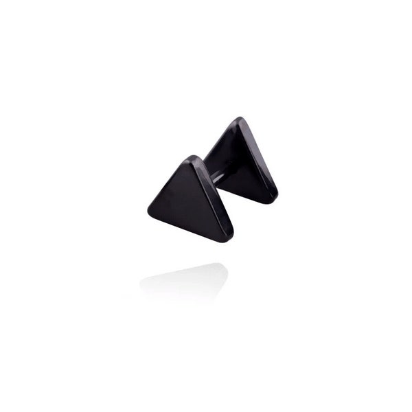 Triangle stud earrings, black triangle earrings, earrings for men, gift for him, gift for boyfriend, geometric jewelry, unisex / men / women