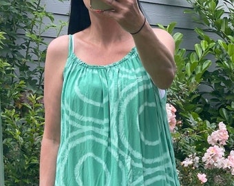 Made in Italy Green Circle Patterned Strappy Maxi Dress Maxi Dress Summer Dress