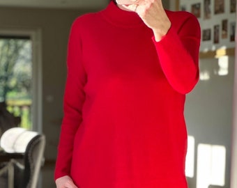 Made in Italy Knitted Red High Neck Jumper, Pullover, Dress Jumper