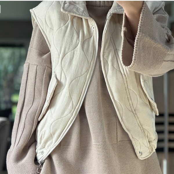 Gilet crème fabriqué en Italie, chauffe-corps, gilet, gilet