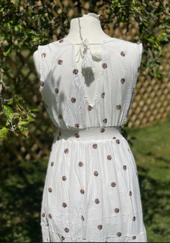 Robe longue Sophia blanche fabriquee en Italie avec robe d ete a pois dores Etsy France