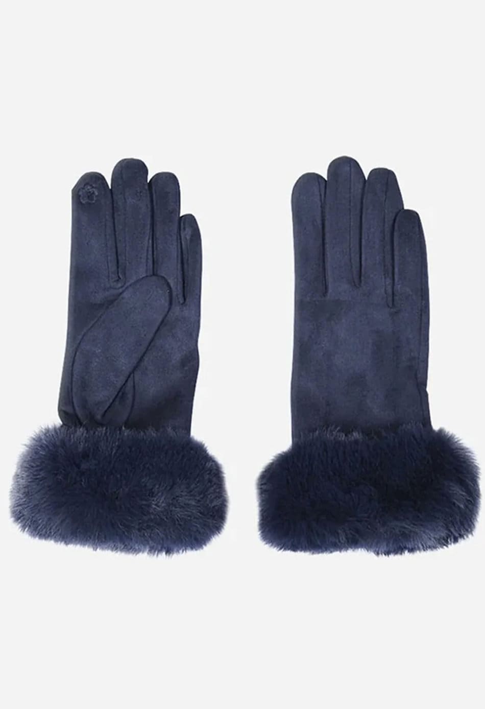 Navy on sale fur gloves