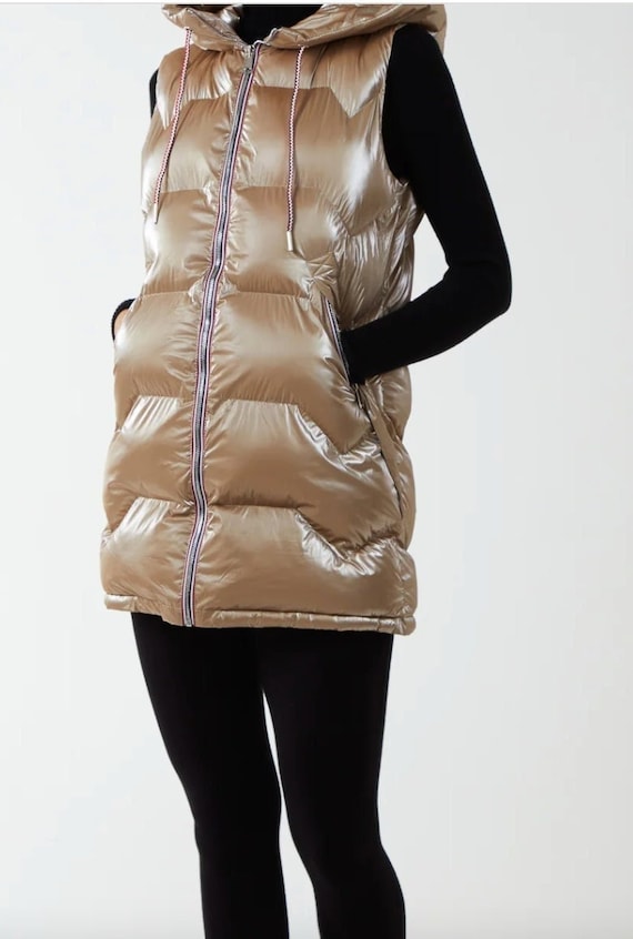 2-in-1 Wrap Neck Puffer/Gilet - Stone