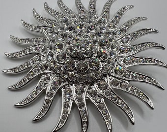 JBK Camrose Cross Faux Pearl Clear Emerald Rhinestone Brooch