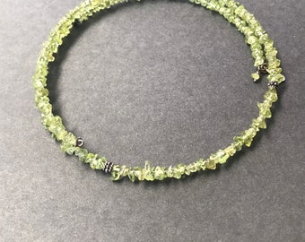 Vintage Peridot Nugget Choker on 925 silver memory wire