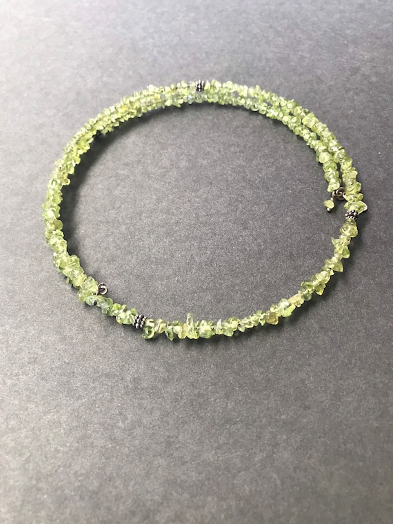 Vintage Peridot Nugget Choker on 925 silver memory