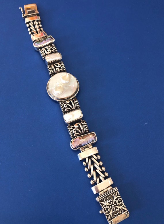 Adam Fierro Signed Silver and Stone Bracelet Etsy