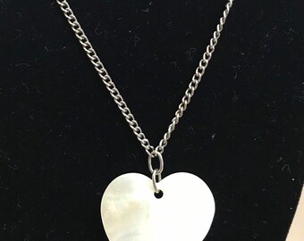Vintage 1960s Pearl Shell Heart With Silver Tone Chain - Etsy