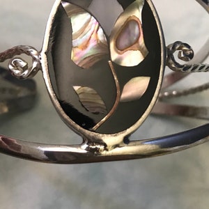 Alpaca MEXICO Silver 925 Mother of Pearl Tulip Cuff Bracelet
