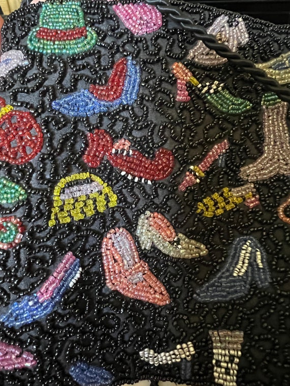 Black and multi colored seed bead crossover bag - image 7