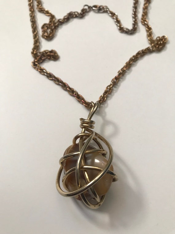 Wire wrapped Agate stone pendant necklace - image 7