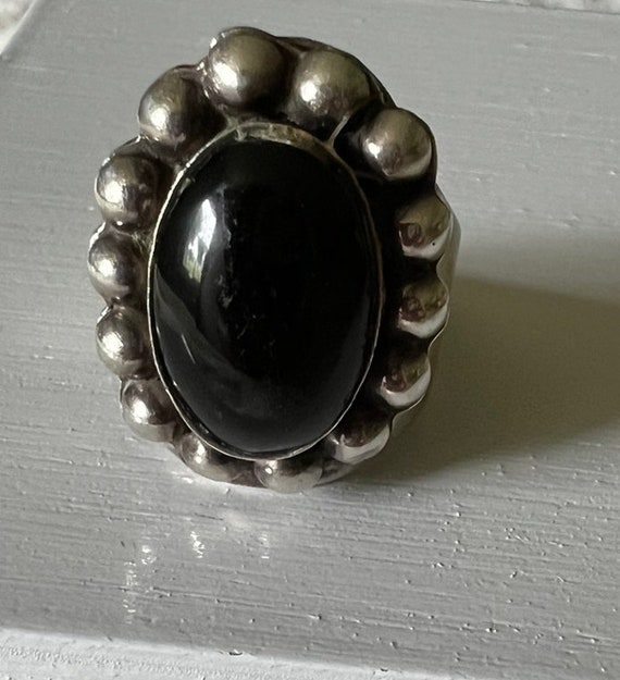 Vintage TM-97 Mexico 925 Sterling Black Onyx ring - image 3