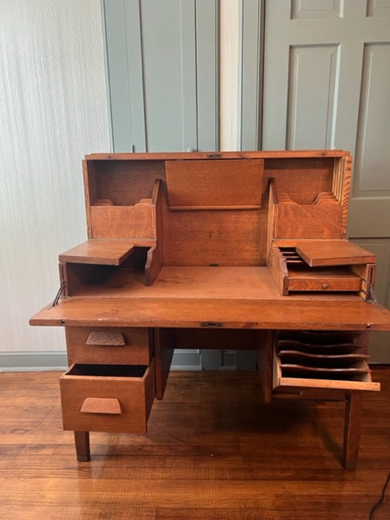 Flip Top Oak Antique Typewriter Desk Byron of Louisville KY Etsy