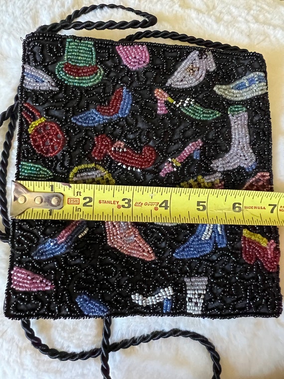 Black and multi colored seed bead crossover bag - image 8