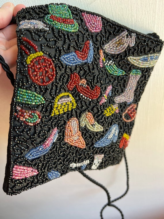 Black and multi colored seed bead crossover bag - image 10