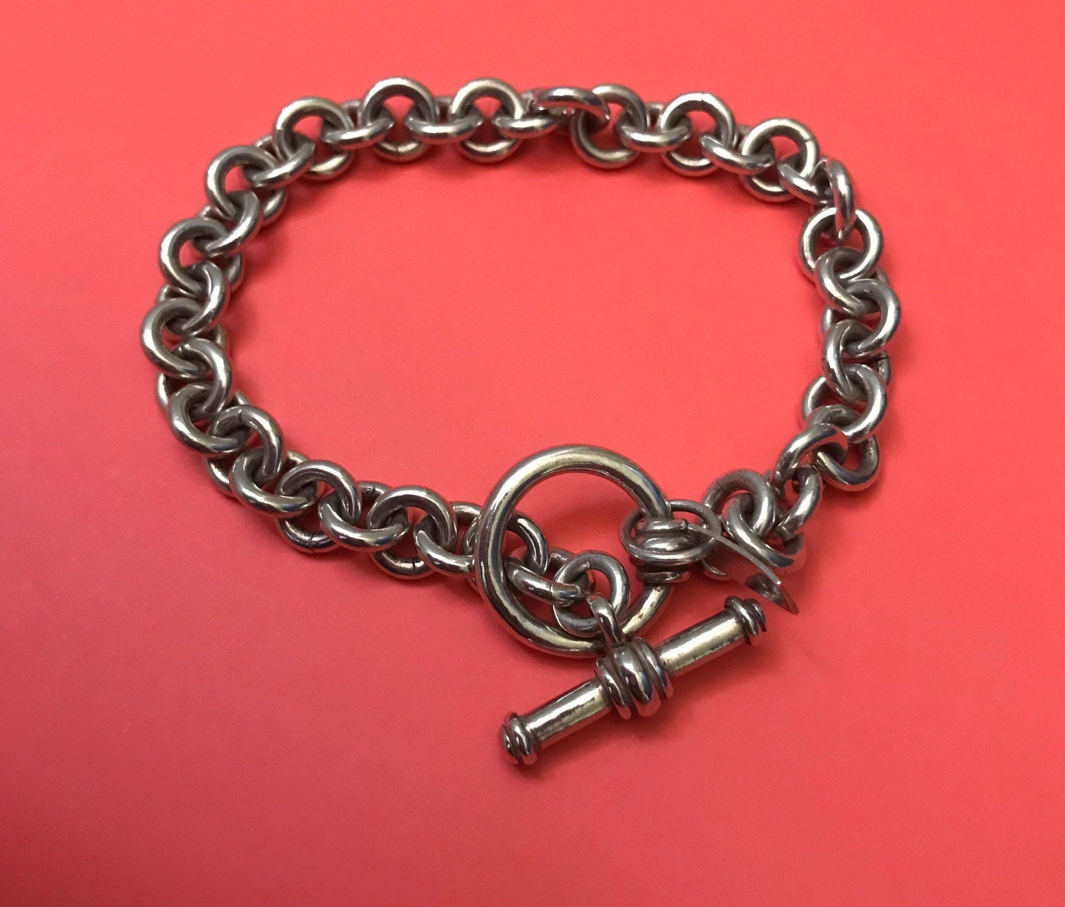 Vintage Mex 925 Silver Chain Bracelet - Etsy Vintage Mex 925 Silver Chain Bracelet - Etsy