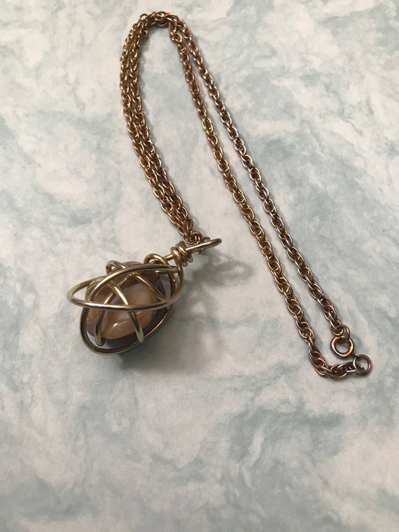 Wire wrapped Agate stone pendant necklace - image 2